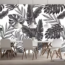 Papier Peint Panoramique Feuilles Tropical Noir