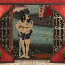 Papier Peint Panoramique Estampe 19e siècle Utagawa Kuniyoshi - Shionada