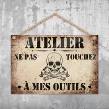 Plaque murale personnalisée Atelier – déco humour avec photo