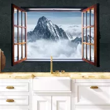 Papier Peint Panoramique Fenêtre Montagne