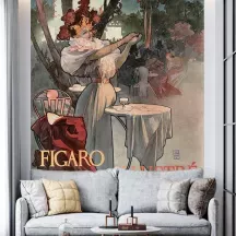 Papier Peint Panoramique Peinture 19e Alphonse Mucha - Figaro Illustré / Les cafés-concerts