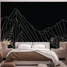 Papier Peint Panoramique Montagne Géométrique Or 2