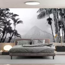 Papier Peint Panoramique Jungle Forêt Noir et Blanc 2