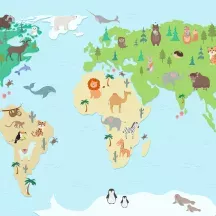Affiche personnalisée Mappemonde Animaux 2