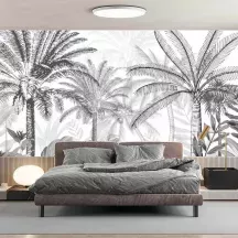 Papier Peint Panoramique Jungle Arbres Noir et Blanc