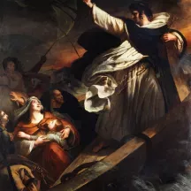 Affiche personnalisée Peinture 19e siècle Ary Scheffer - Saint Thomas d'Aquin prêchant la confiance en Dieu pendant la tempête