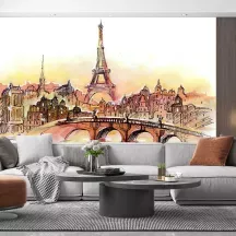 Papier Peint Panoramique Paris Aquarelle Peinture