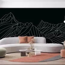 Papier Peint Panoramique Montagne Géométrique Blanc