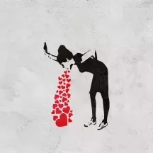 Affiche personnalisée Banksy - Femme qui vomit des coeurs