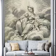 Papier Peint Panoramique Gravure - Scène religieuse et place Dauphine