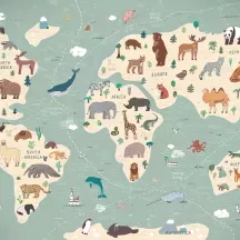 Affiche personnalisée Mappemonde Animaux