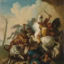 Affiche personnalisée Peinture 19e siècle - Chasse au lion