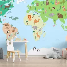 Papier Peint Panoramique Mappemonde Animaux 2