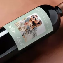 Étiquette bouteille mariage personnalisée avec photo, prénoms et date