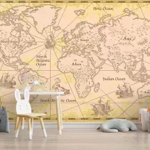 Papier Peint Panoramique Mappemonde Vintage