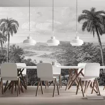 Papier Peint Panoramique Jungle Forêt Noir et Blanc
