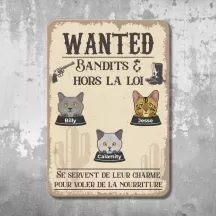 Plaque de porte personnalisée Wanted Verticale - déco humour