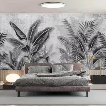 Papier Peint Panoramique Jungle Noir et Blanc 2