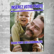Plaque de porte personnalisée avec photo famille verticale