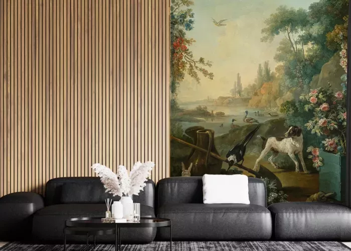 Papier Peint Panoramique Peinture 18e siècle Jean-Baptiste Huet - Paysage au chien
