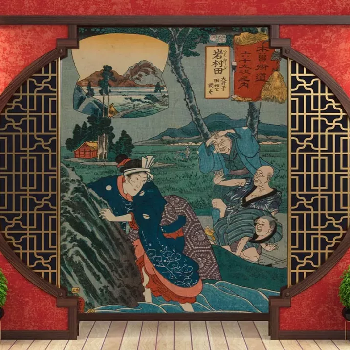 Papier Peint Panoramique Papier Peint Panoramique Estampe 19e siècle Utagawa Kuniyoshi - Iwamurada