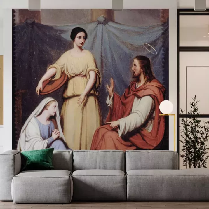 Papier Peint Panoramique Peinture 19e siècle Henry Scheffer - Jésus chez Marthe et Marie