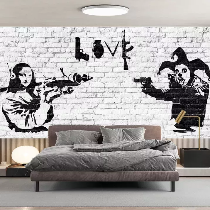 Papier Peint Panoramique Banksy - Guerre Clown Joconde