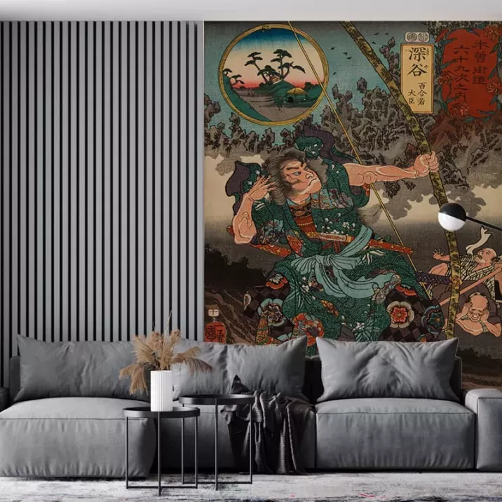 Papier Peint Panoramique Estampe 19e siècle Utagawa Kuniyoshi - Fukaya