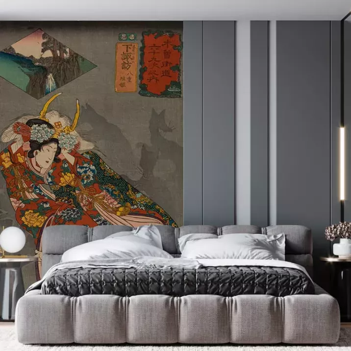 Papier Peint Panoramique Estampe 19e siècle Utagawa Kuniyoshi - Shimosuwa