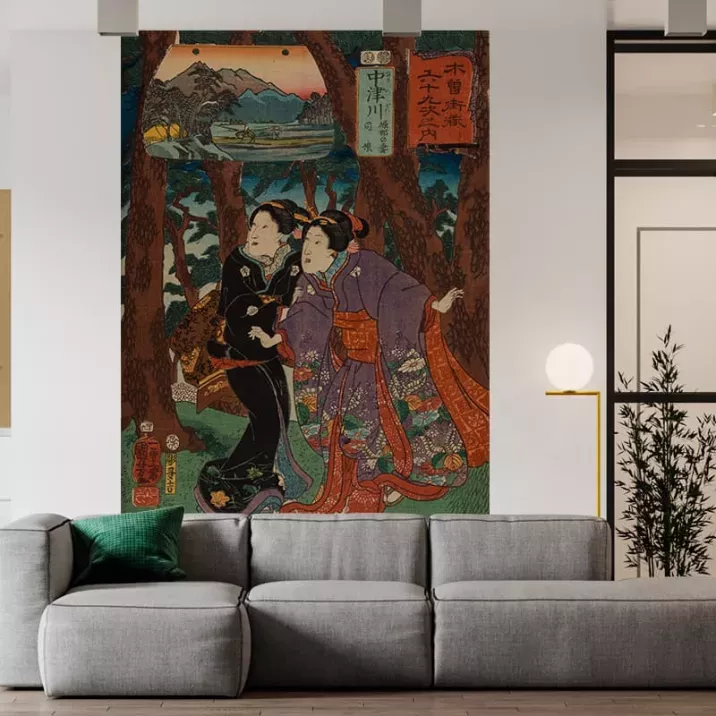 Papier Peint Panoramique Estampe 19e siècle Utagawa Kuniyoshi - Nakatsugawa