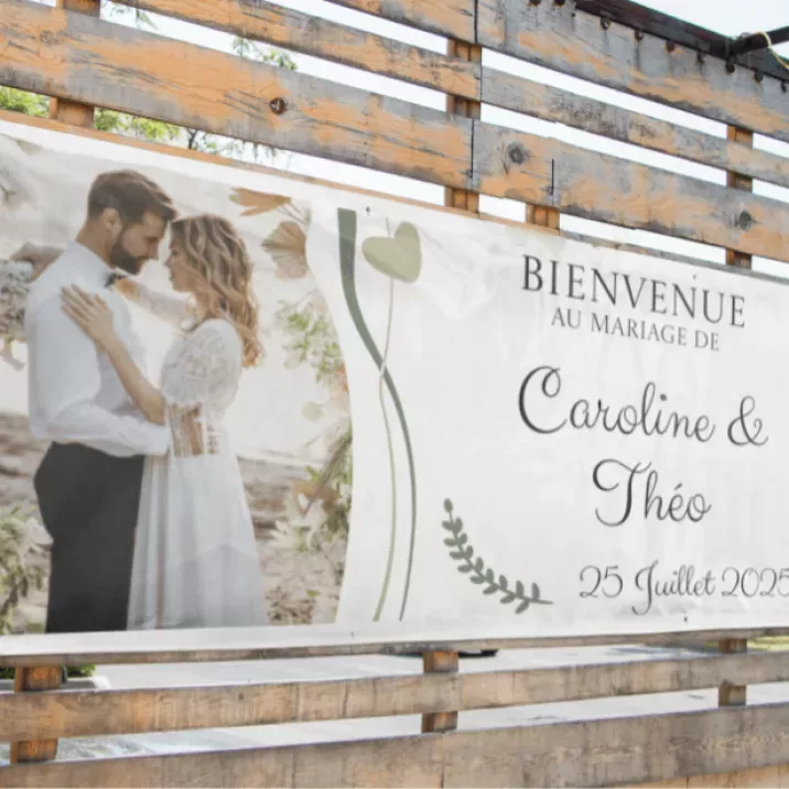 Banderole de mariage personnalisée - Photo, texte et prénoms