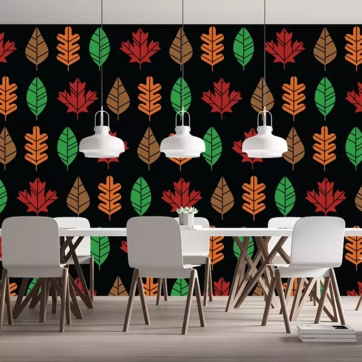 Papier Peint Panoramique Feuilles Pattern