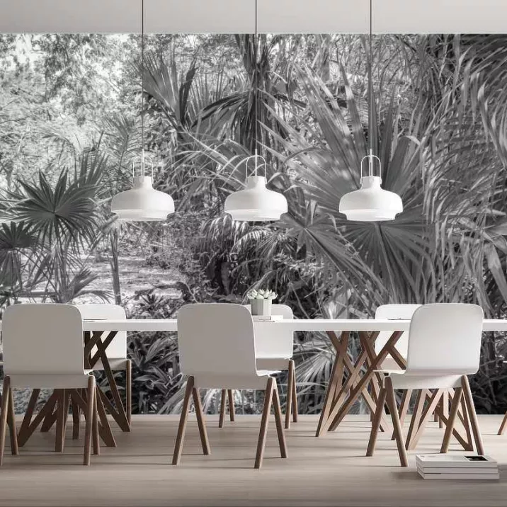 Papier Peint Panoramique Jungle Noir et Blanc