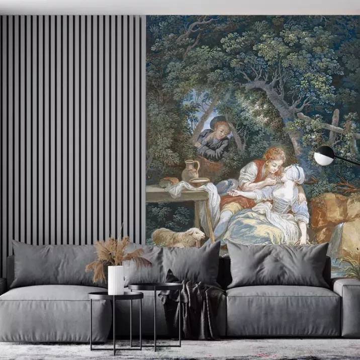 Papier Peint Panoramique Peinture 18e siècle Pierre-Antoine Baudouin - Annette et Lubin