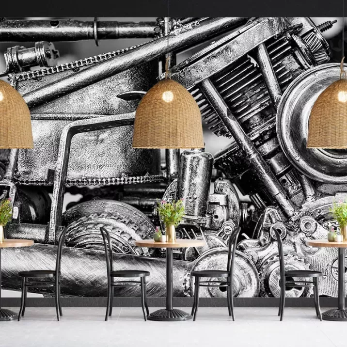Papier Peint Panoramique Moteur Moto Vintage