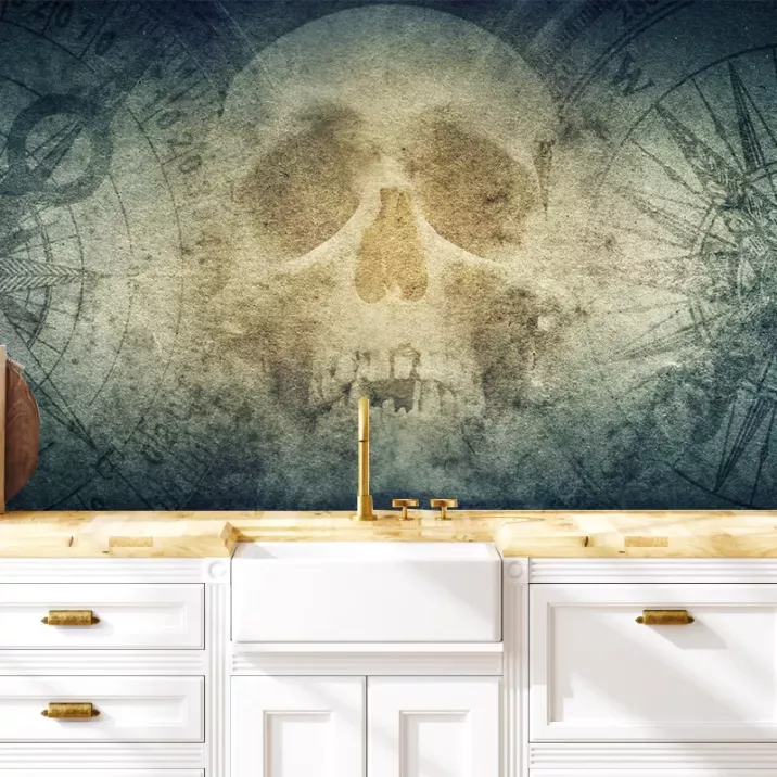 Papier Peint Panoramique Tête de mort boussole