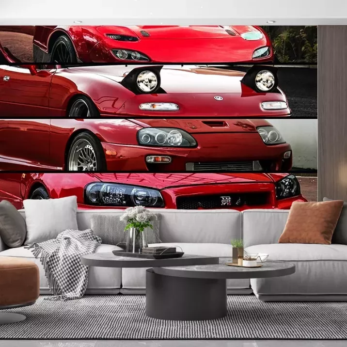 Papier Peint Panoramique Voiture Japonaise Rouge