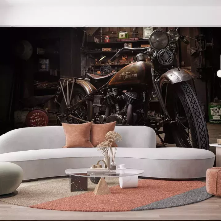 Papier Peint Panoramique Garage Moto Vintage