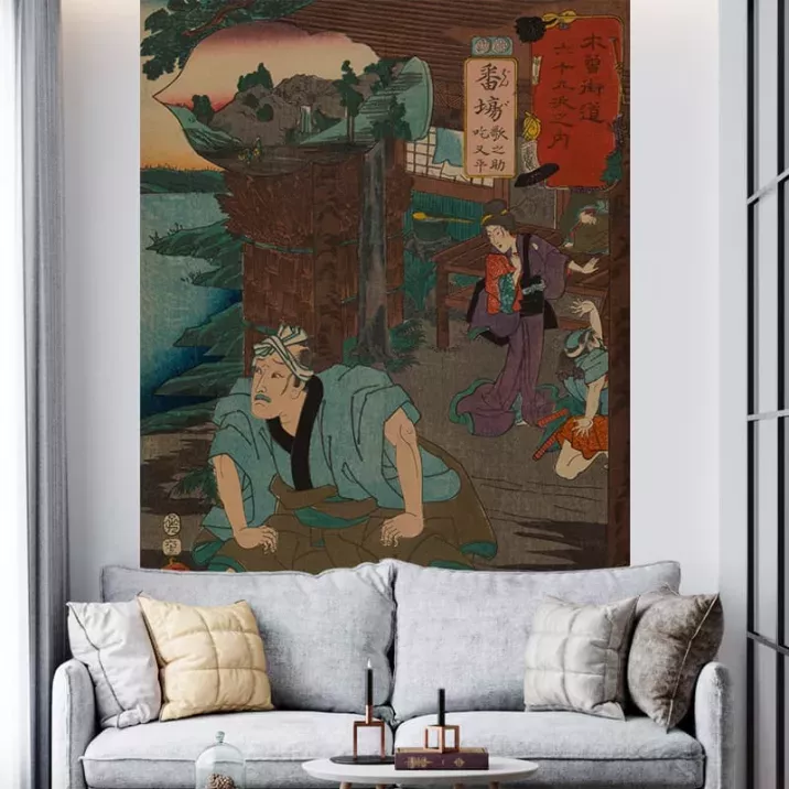 Papier Peint Panoramique Estampe 19e siècle Utagawa Kuniyoshi - Banba