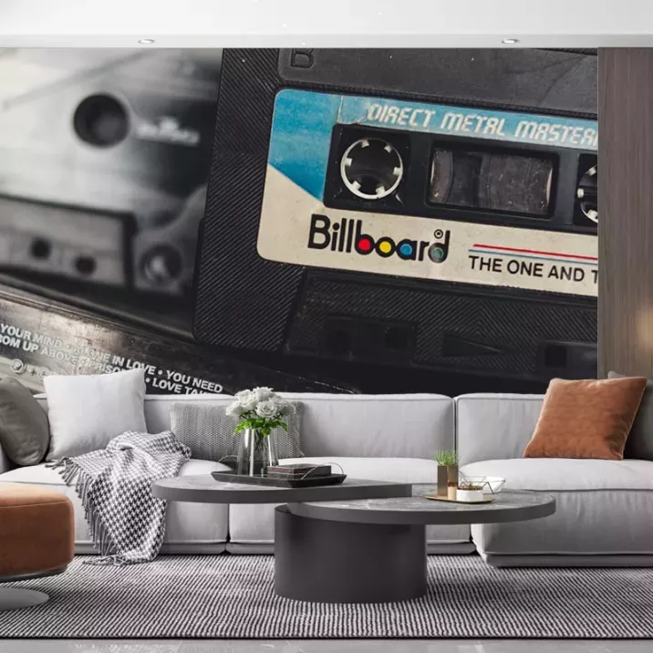 Papier Peint Panoramique Musique Cassettes Vintage