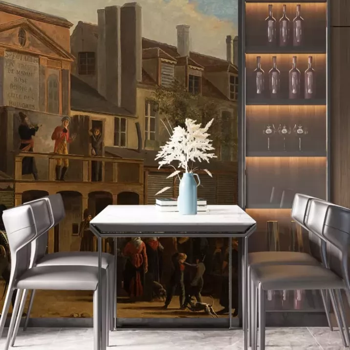 Papier Peint Panoramique Peinture 19e siècle Jean Roller - La Parade de Bobèche et Galimafré