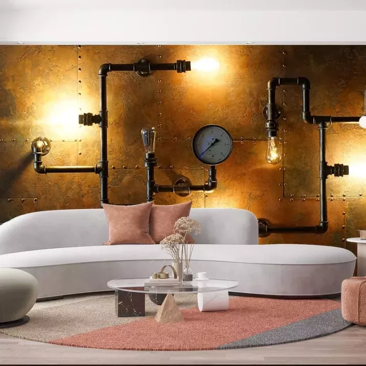 Papier peint Panoramique Tuyaux Ampoules