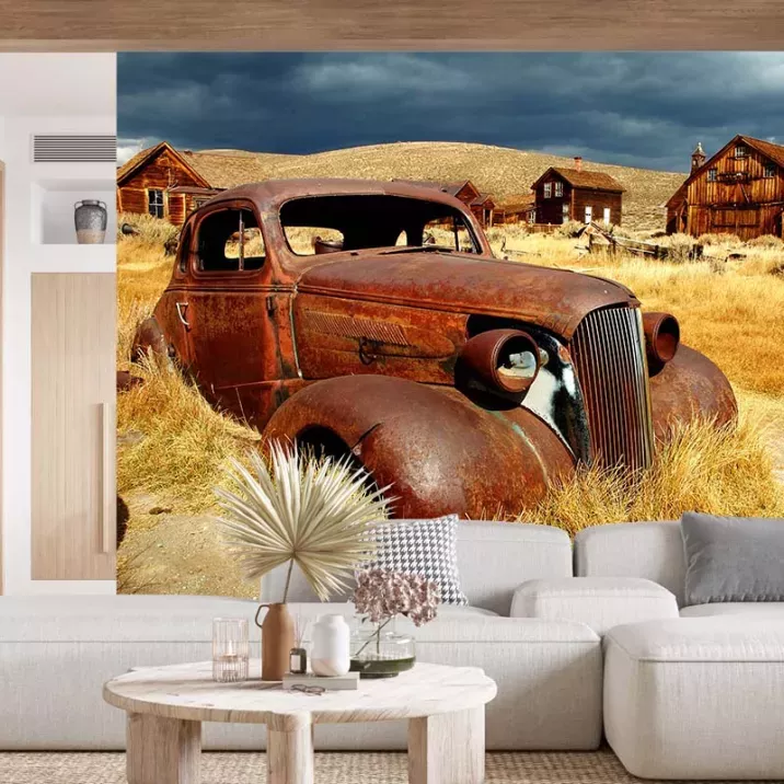 Papier Peint Panoramique Voiture Abandonnée