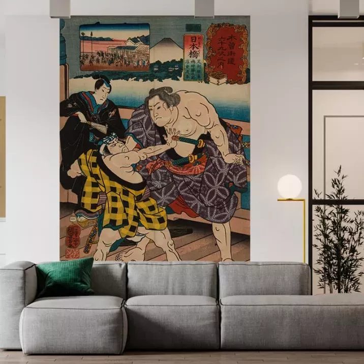 Papier Peint Panoramique Estampe 19e siècle Utagawa Kuniyoshi - Nihonbashi