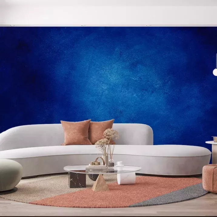 Papier Peint Panoramique Mur Bleu Texturé