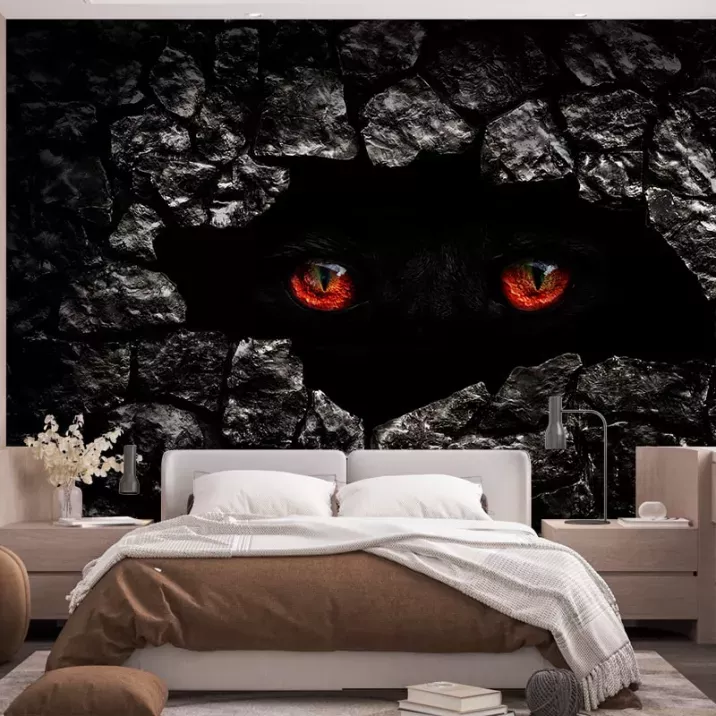 Papier Peint Panoramique Yeux de Chat Horreur