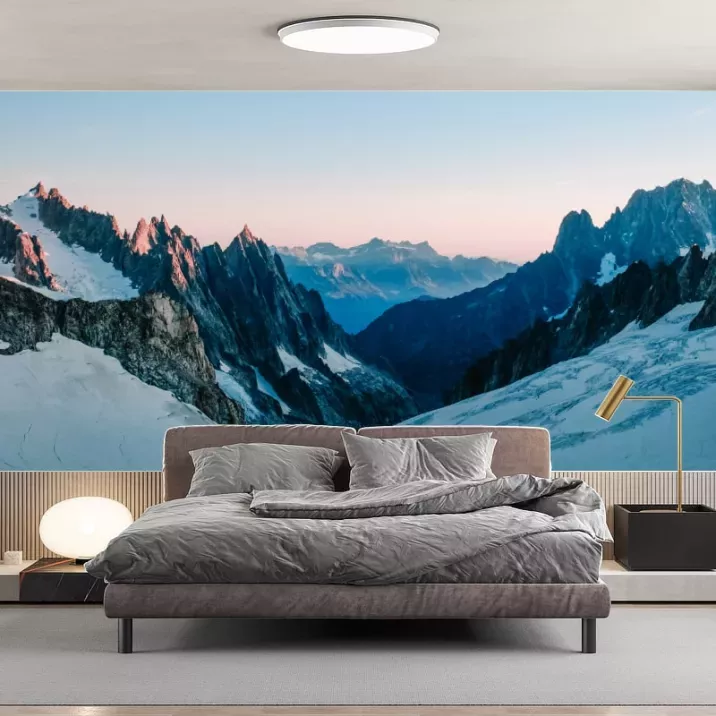 Papier Peint Panoramique Montagne Enneigée