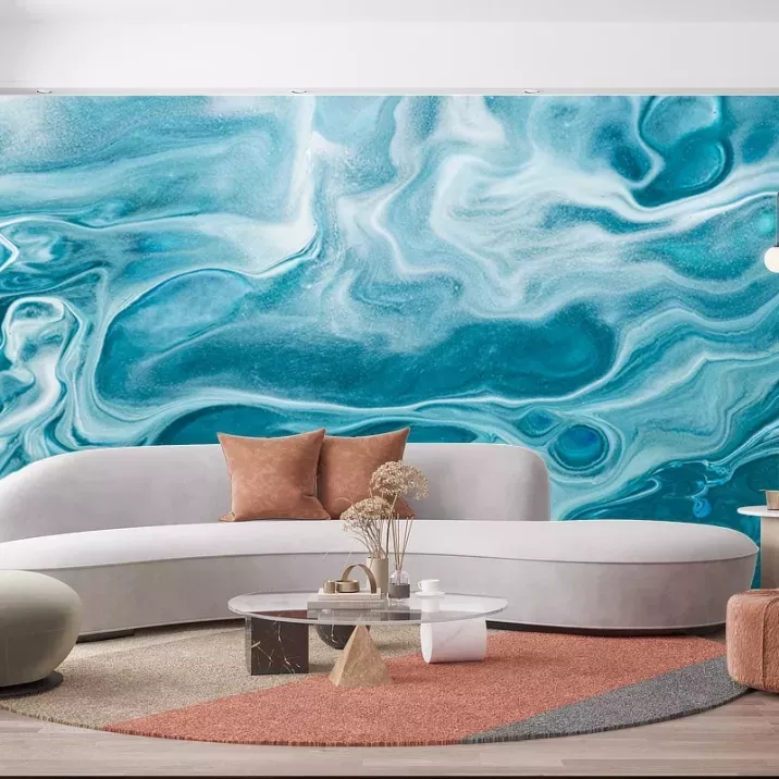 Papier peint Panoramique Marbre Bleu