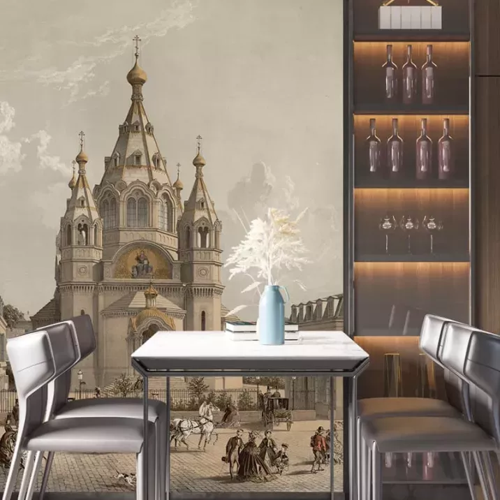 Papier Peint Panoramique Peinture 19e siècle Charles-Claude Bachelier - L'église russe de Paris