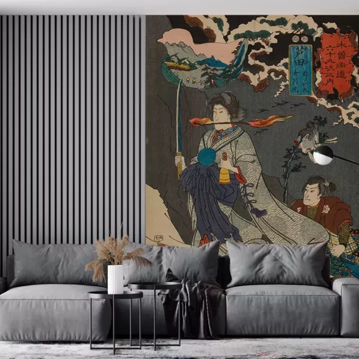 Papier Peint Panoramique Estampe 19e siècle Utagawa Kuniyoshi - Ashida